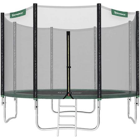 Nancys Draper Trampoline - Tuintrampoline - Veiligheids Behuizing - Ladder - Zwart - Groen - Zilver - Staal - 305 cm